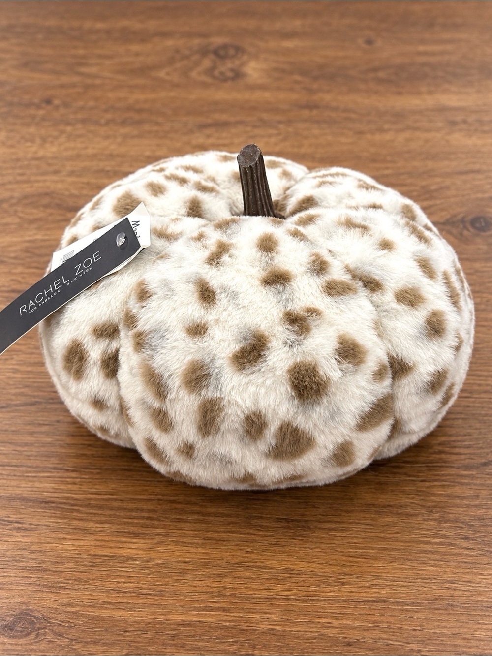 Rachel Zoe Halloween Faux Fur Snow Leopard Animal Print Plush Pumpkin